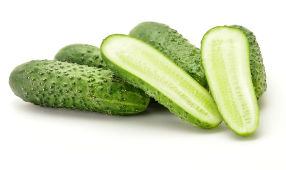 Fresh raw cucumbers isolated on white