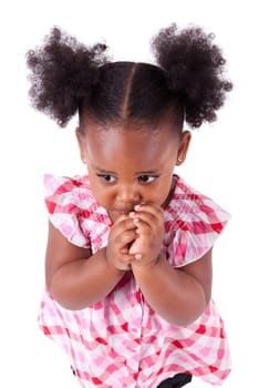 Cute little african american girl, isolated on white background