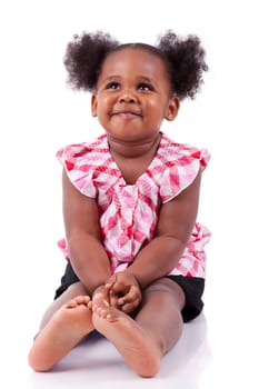 Cute little african american girl laughing, isolated on white background
