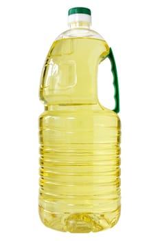 Plastic bottle of cooking oil . Isolated  on white background