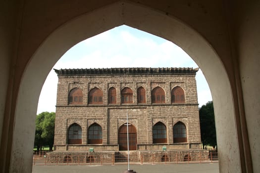 Stone masonry building of historical museum near Gol Gumbaz at Bijapur, Karnataka, India, Asia