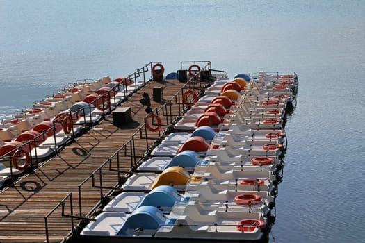 Pedal boats at Lago di Ledro in Italy