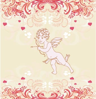happy valentine's day card with cupid