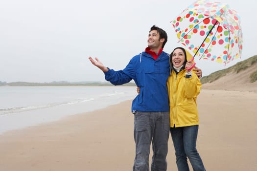 Happy couple on beach