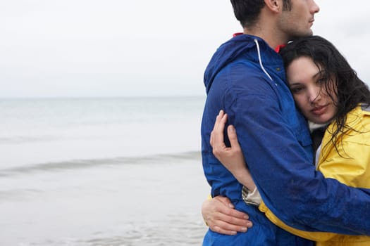 Couple on beach in love
