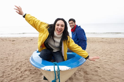 Happy couple on beach