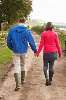 Couple on country walk