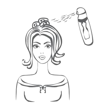 women in hairdressing salon , doodle illustration