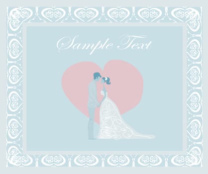 elegant wedding invitation with wedding couple