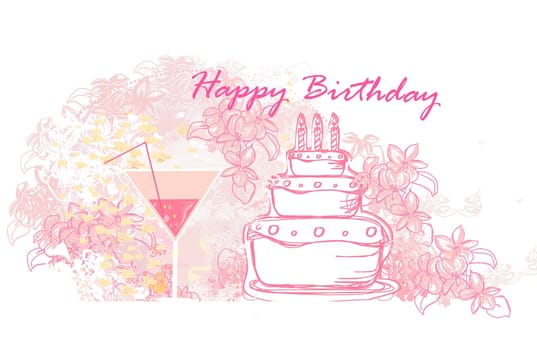 Happy Birthday Card with birthday cake