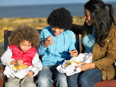 Happy family having picnic