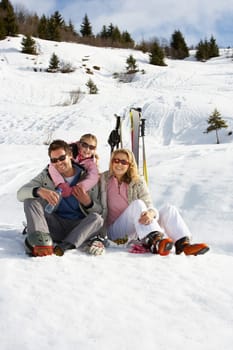 Young Family On Ski Vacation