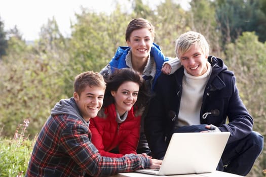 Students with laptop computer
