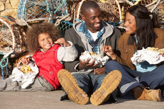 Happy family having picnic