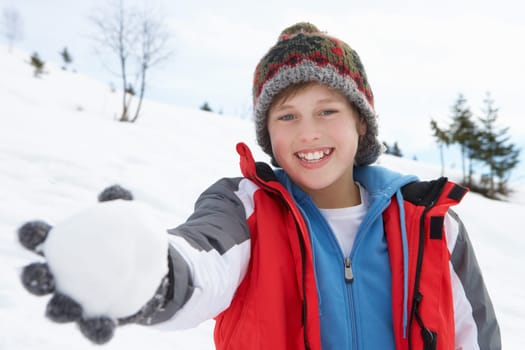 Pre-teen Boy On Winter Vacation