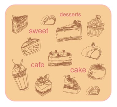 sweet dessert background set