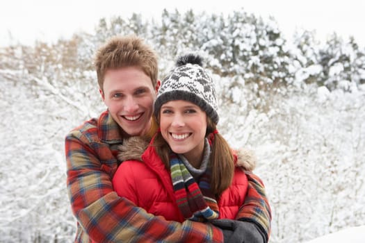Young couple in snow