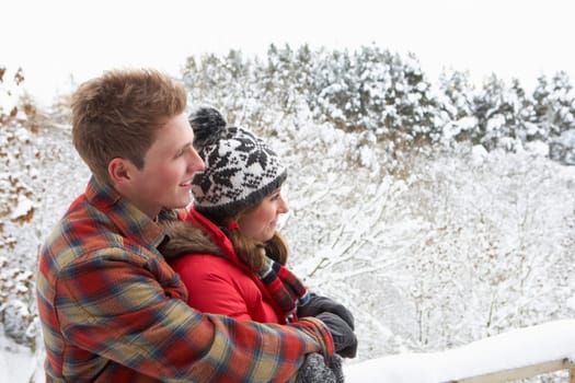 Young couple in snow