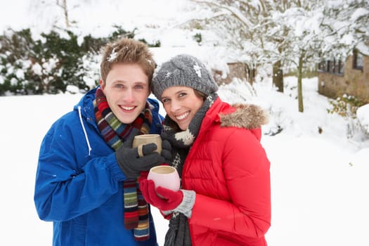 Young couple in snow