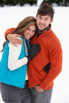 Young couple in snow