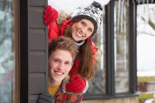 Young couple in snow