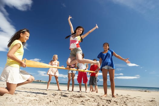 Teenagers having fun on beach