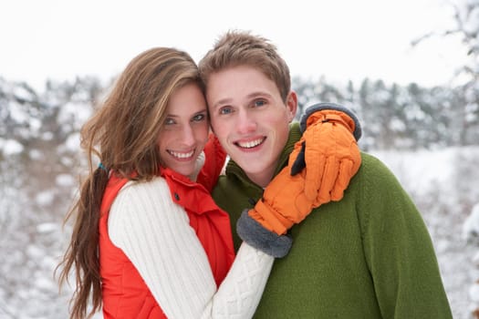Young couple in snow