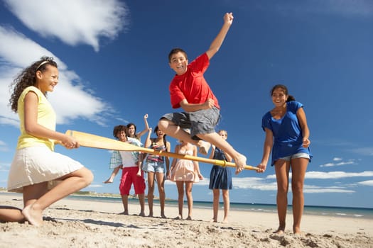 Teenagers having fun on beach