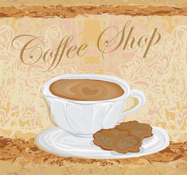 Cup of coffee with abstract design elements