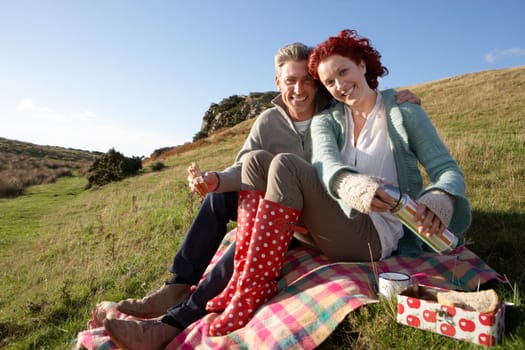 Couple on country picnic