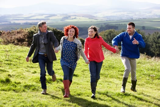 Couples on country walk