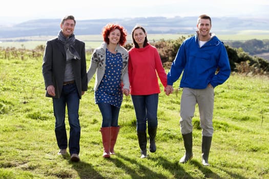 Couples on country walk