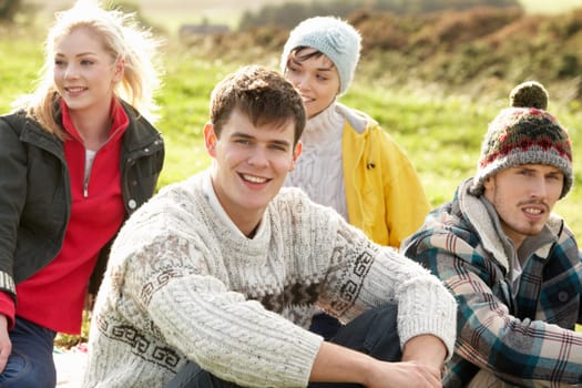 Young couples in the country