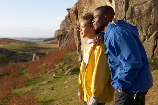 Young couple on country walk