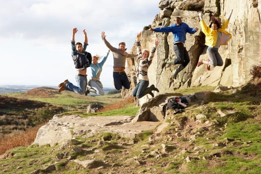 Young adults on country walk