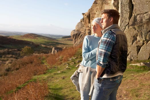 Young couple on country walk