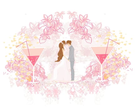 elegant wedding invitation with wedding couple