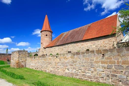 Medieval city fortifications of Wolframs-Eschenbach,Bavaria,Germany