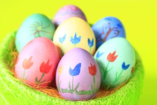 colorfully painted Easter eggs