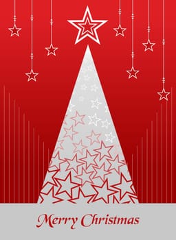 Christmas tree season illustration with snow and stars background. Vector file available.