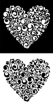Flower love heart silhouette black and white shape background. Vector file available.