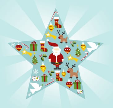 Christmas icon set in star shape background. Vector file available.