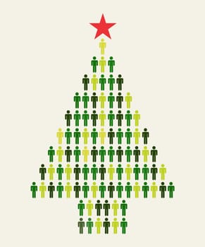 Green Social media business people connection in Christmas tree shape