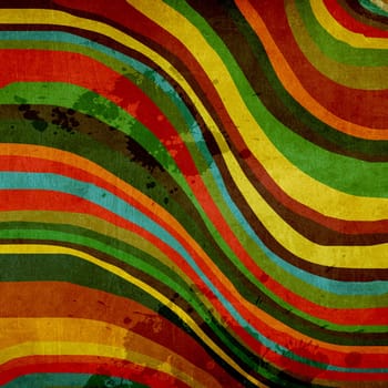 Composition of colored curved lines on retro background