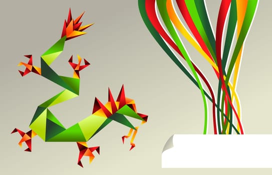 2012 Chinese new year: origami dragon of water background. Vector file available.