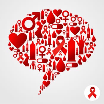 HIV icons set in chat bubble shape. Vector file available
