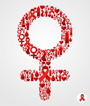 Female symbol silhouette made with AIDS icons set. Vector file available
