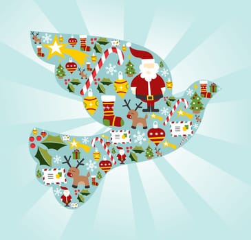 Christmas icon set in dove of peace shape background. Vector file available.