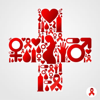 Plus symbol silhouette made with AIDS icons set. Vector file available