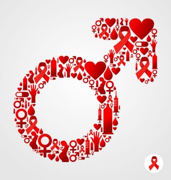 Male symbol silhouette made with AIDS icons set. Vector file available